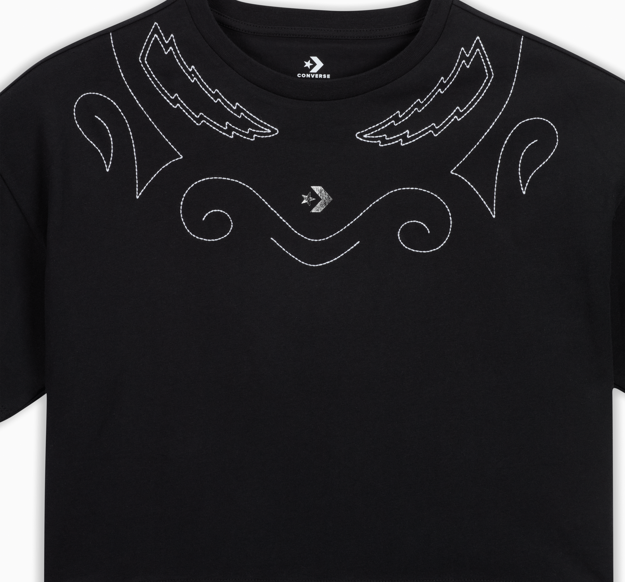 【関税・送料込】Bandanna contrast lettering batwing t-shirts Proud To Be Oversized Cropped T-Shirt