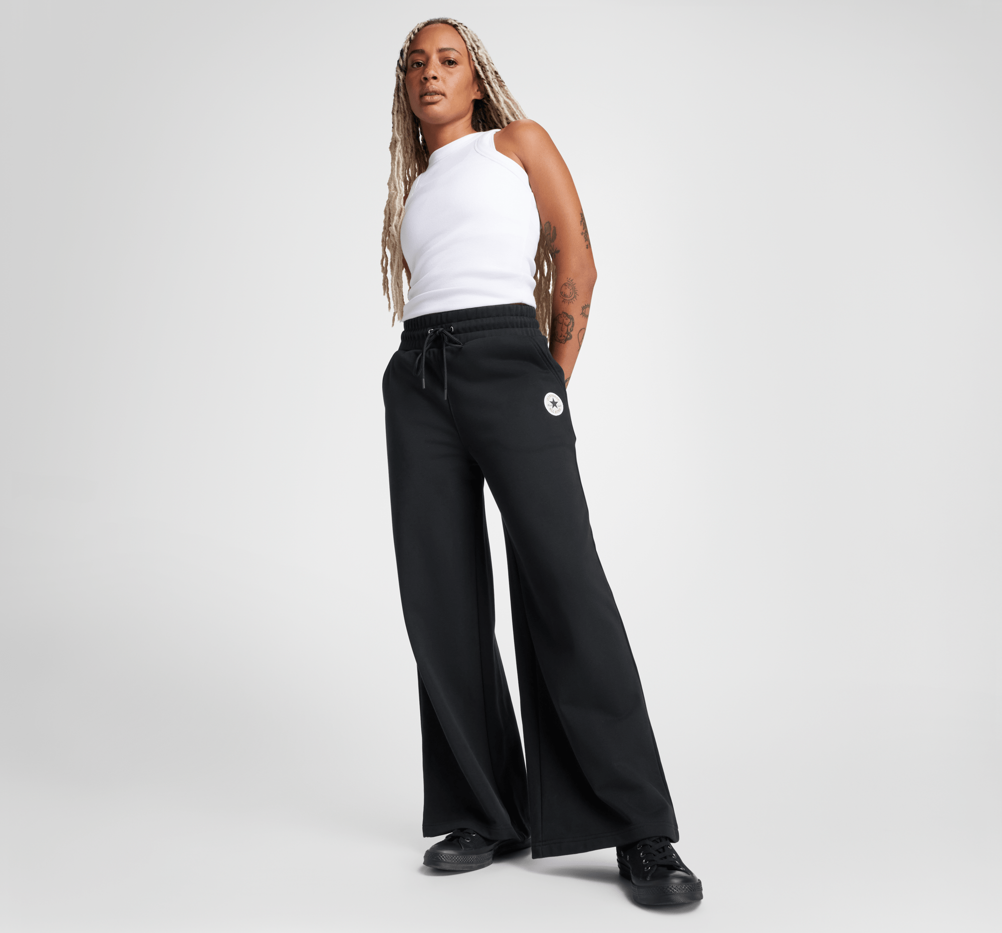 Knit Wide Leg Pants Converse Black 10027980-A02