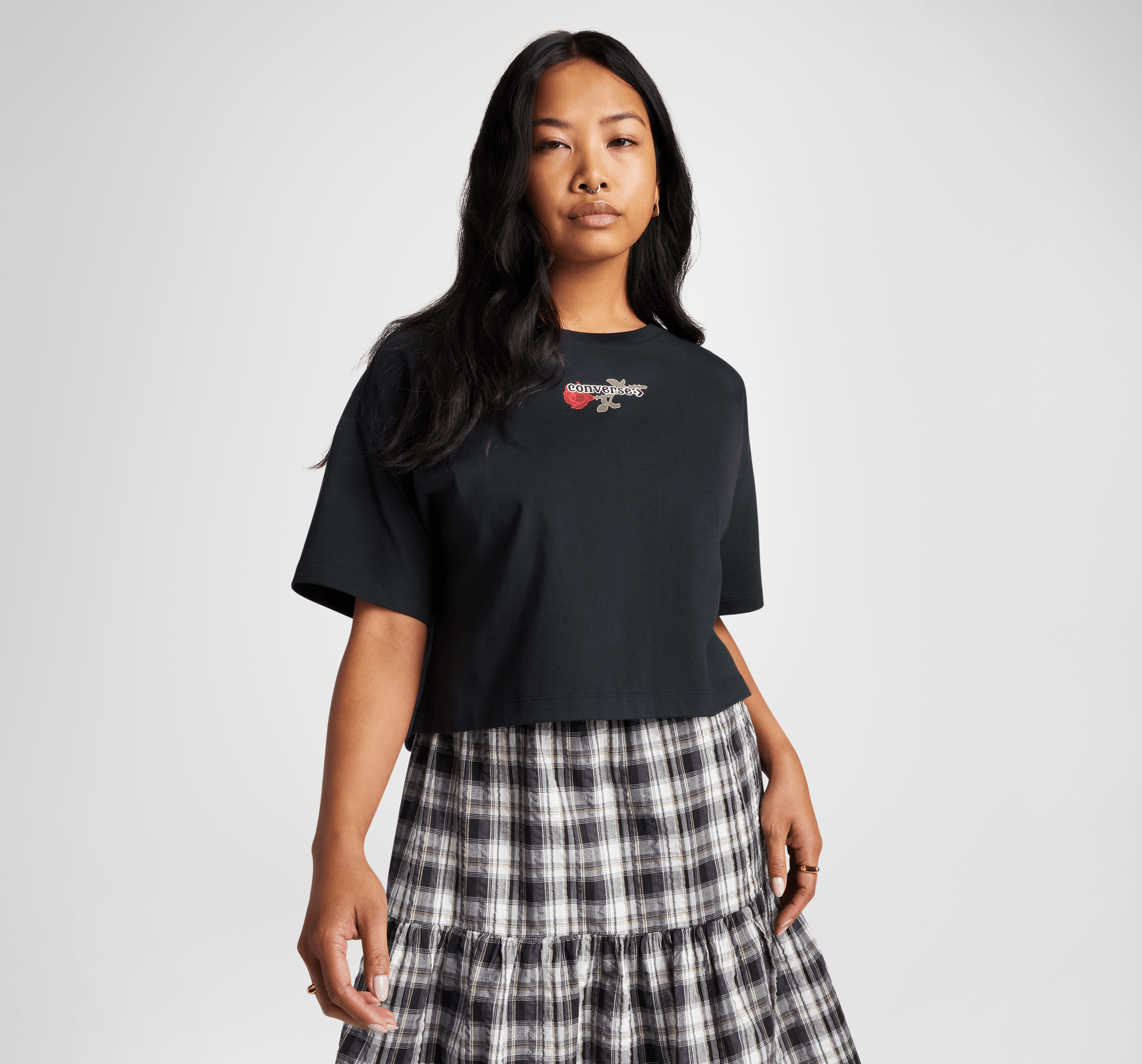 Thorned Rose Boxy T-Shirt Converse Black 10028306-A02