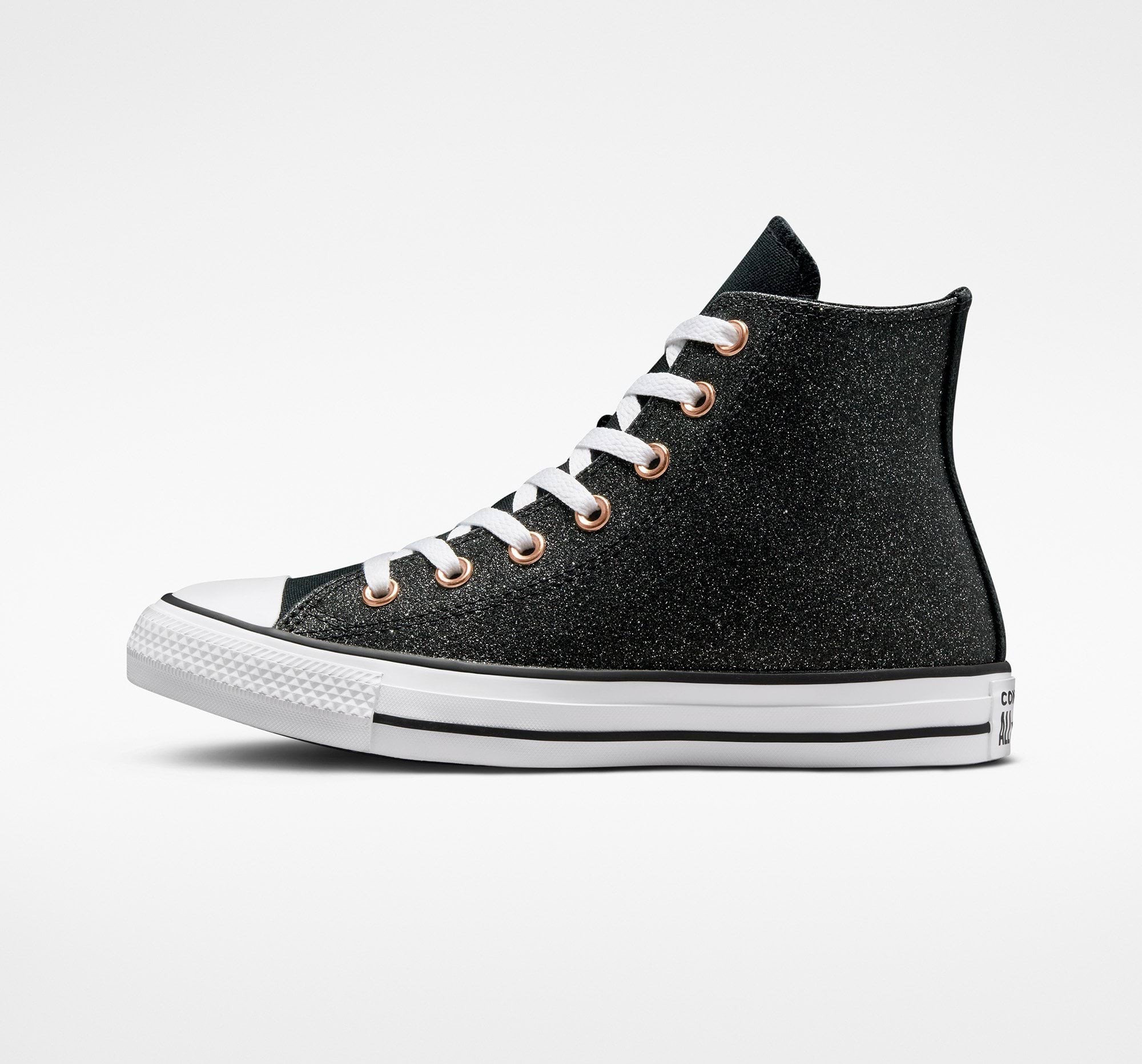 ladies black glitter converse