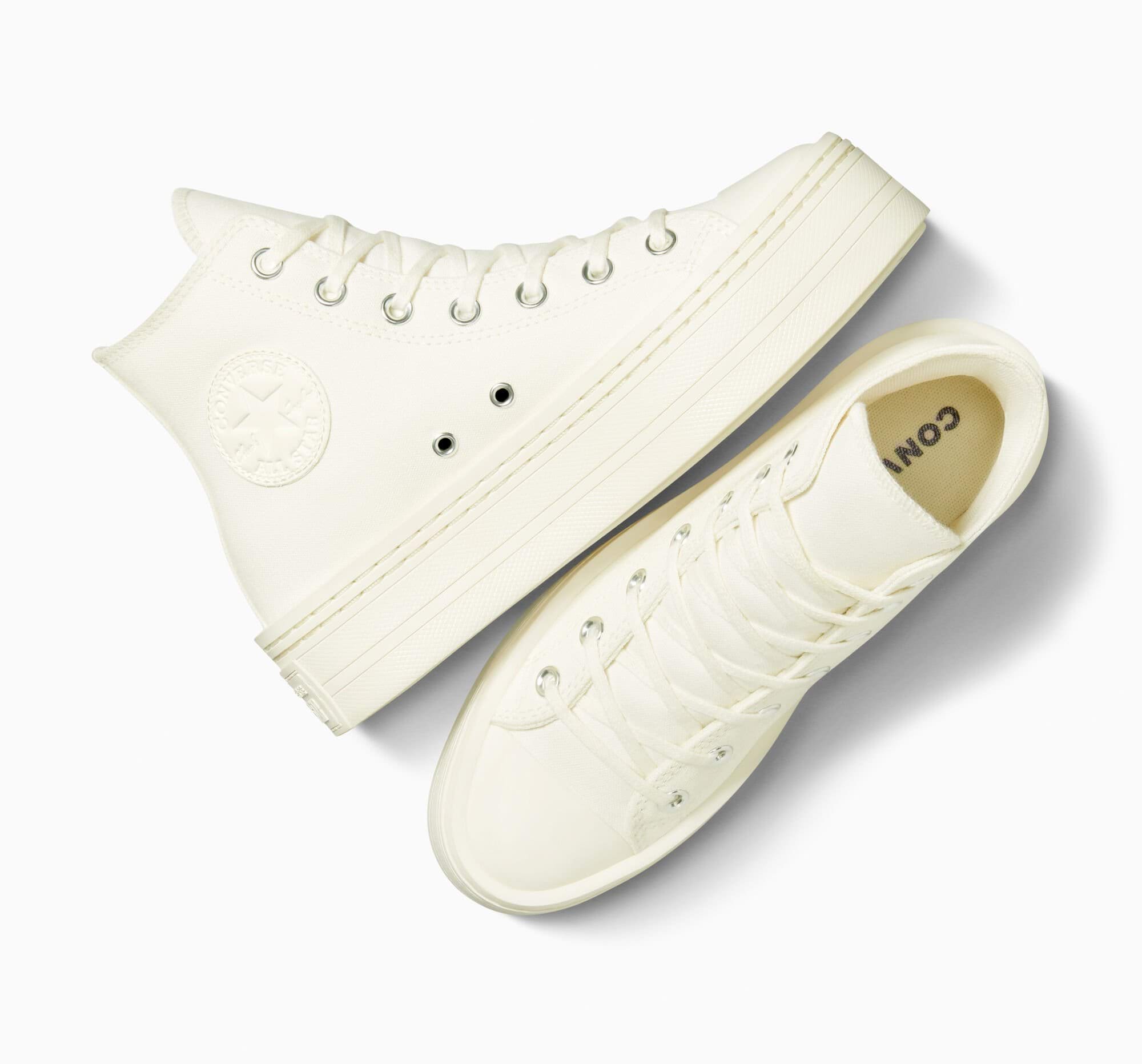 Białe Skórzane Trampki na Platformie Chuck Taylor All Star Modern 